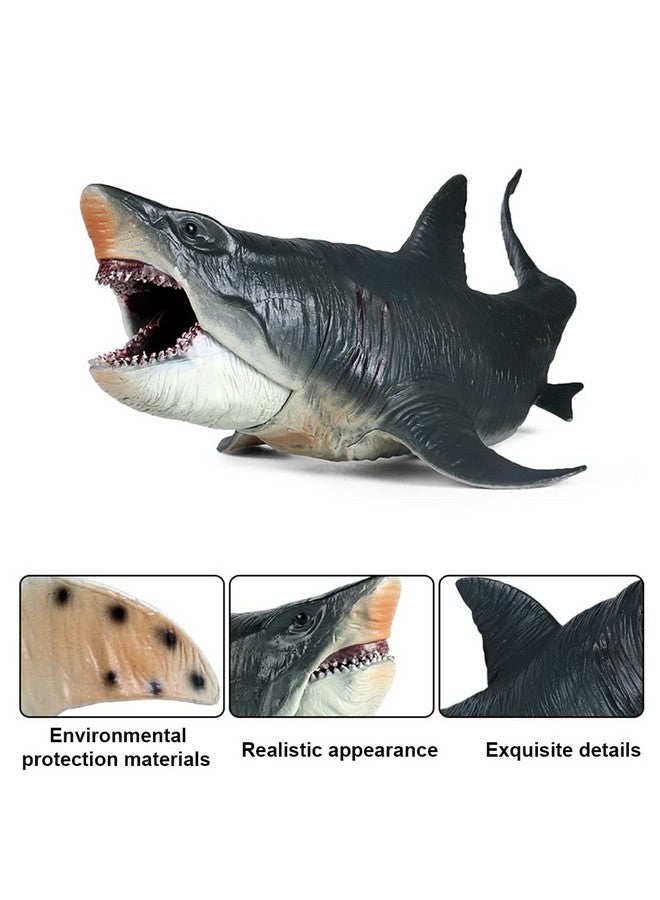 Sienon Large Shark Toys Megalodon 10.6”, Realistic Shark Toy Figures, Megalodon Shark Figurine, Large Deep Sea Creature Plastic Hand-Painted Ocean Animal Model Playset for Bath Toy, Cake Topper, Collection  - Image 4