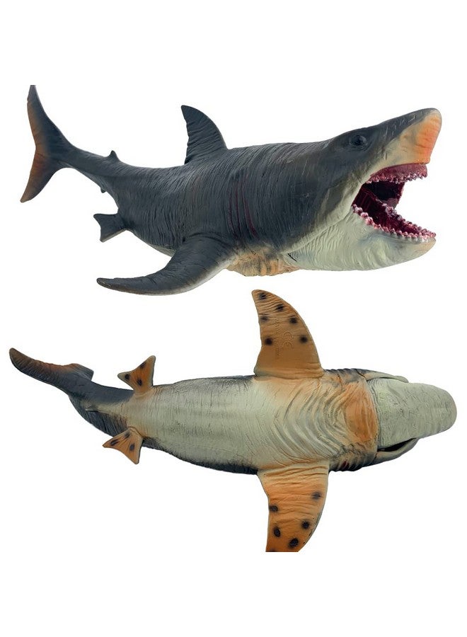 Sienon Large Shark Toys Megalodon 10.6”, Realistic Shark Toy Figures, Megalodon Shark Figurine, Large Deep Sea Creature Plastic Hand-Painted Ocean Animal Model Playset for Bath Toy, Cake Topper, Collection  - Image 5