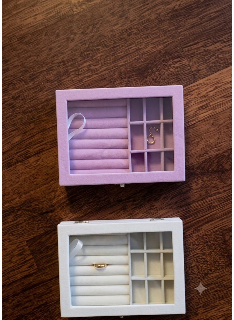 Glass Ring Jewelry 9 Grids Velvet Display Storage Box Tray Case Holder Earring Organizer Stand, Alloy Multicolor - Image 2
