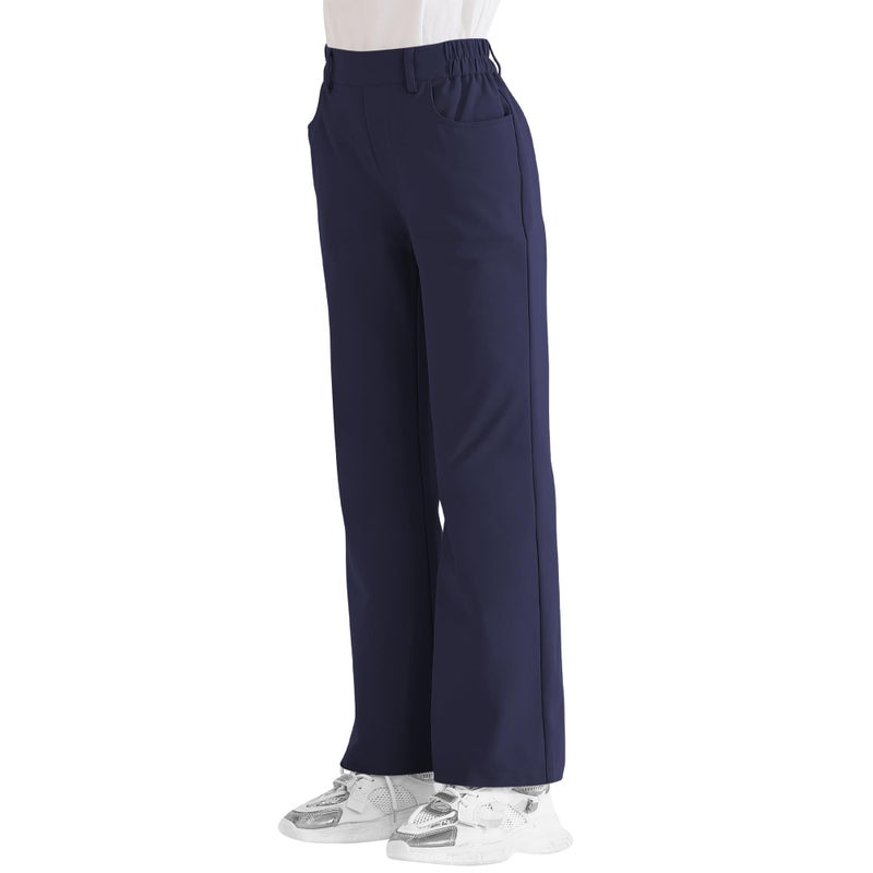 Dreammonkey Girls Flare Dress Pants Kids Bootcut School Uniform Slacks with Half Elastic Waist Size 6-15 Yearsï¼ˆNavy 8-9yearsï¼‰ - Image 3