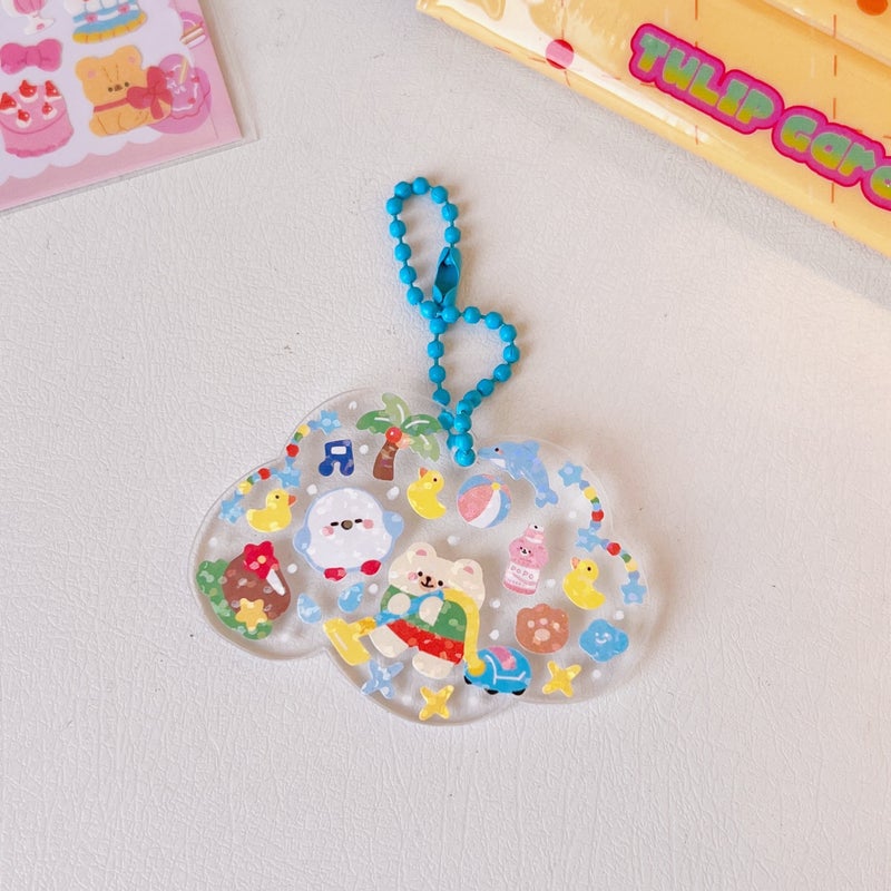 Generic diy Aidou Goo Card Small Disc Small Star Transparent Acrylic Goo Chuck Acrylic Pendant Hand Account Goo Card 10# clouds + a random sticker 