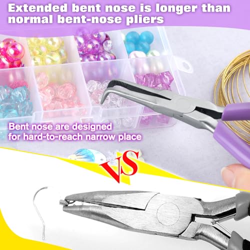 SPEEDWOX Bent Needle Nose Pliers With Serrated Jaw Mini Bent Long Nose Pliers Needle Remover Pliers Fishing Tools Precision Pliers for Jewelry Making Wire Bending and Small Object Gripping - Image 5