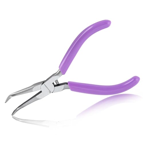 SPEEDWOX Bent Needle Nose Pliers With Serrated Jaw Mini Bent Long Nose Pliers Needle Remover Pliers Fishing Tools Precision Pliers for Jewelry Making Wire Bending and Small Object Gripping - Image 1