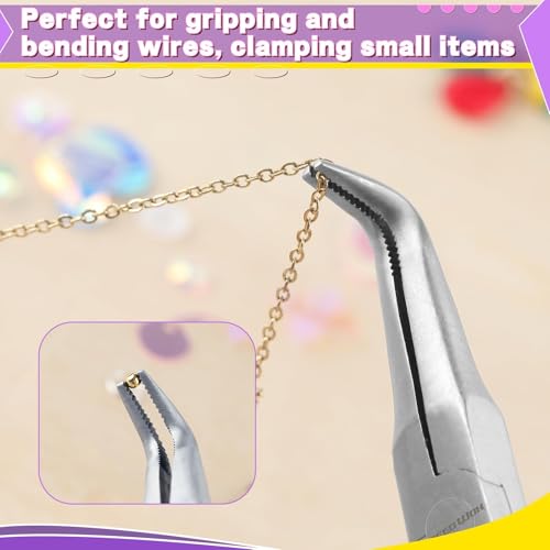 SPEEDWOX Bent Needle Nose Pliers With Serrated Jaw Mini Bent Long Nose Pliers Needle Remover Pliers Fishing Tools Precision Pliers for Jewelry Making Wire Bending and Small Object Gripping - Image 2
