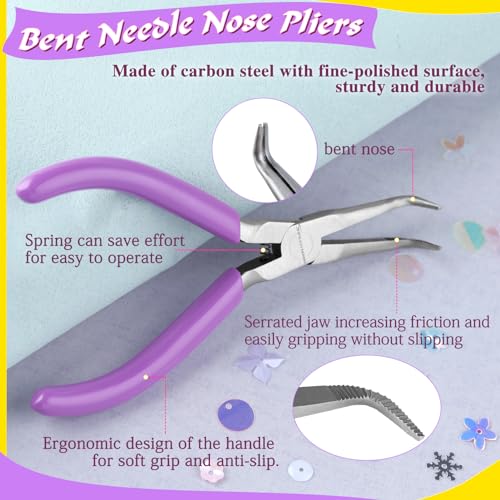 SPEEDWOX Bent Needle Nose Pliers With Serrated Jaw Mini Bent Long Nose Pliers Needle Remover Pliers Fishing Tools Precision Pliers for Jewelry Making Wire Bending and Small Object Gripping - Image 3