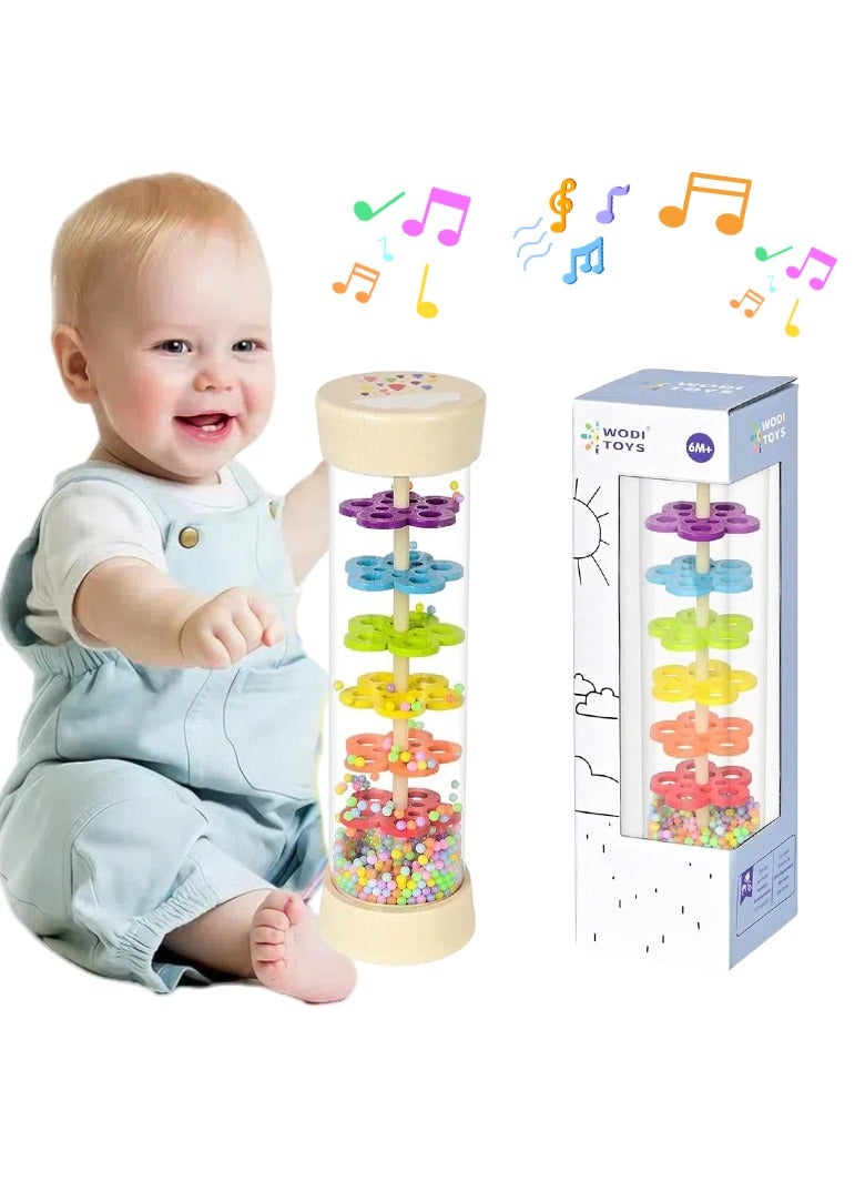 Baby Rain Stick,Wooden Rainmaker Montessori Toys for Babies 6-12 Months,Baby Rattle Sensory Development Toys, Infant Musical Toys for Newborn Boys Girls 1 Year Old Toddlers - Image 1
