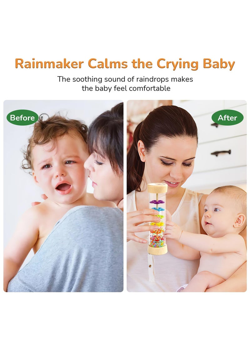 Baby Rain Stick,Wooden Rainmaker Montessori Toys for Babies 6-12 Months,Baby Rattle Sensory Development Toys, Infant Musical Toys for Newborn Boys Girls 1 Year Old Toddlers - Image 2