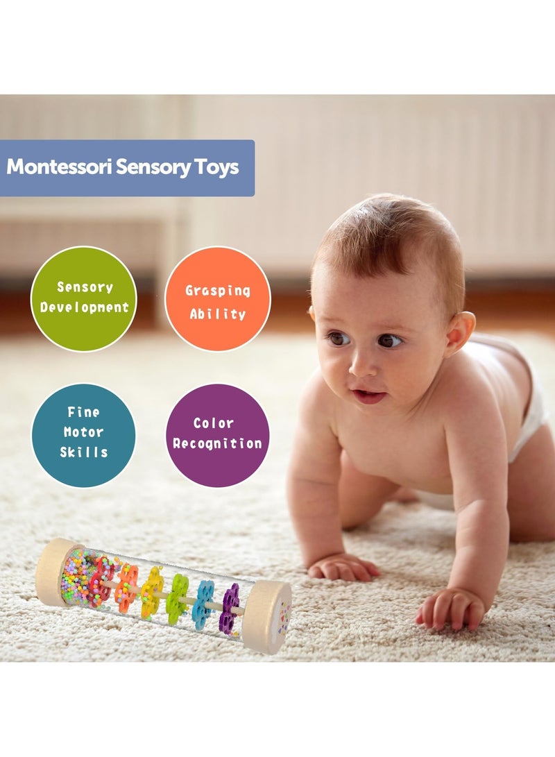 Baby Rain Stick,Wooden Rainmaker Montessori Toys for Babies 6-12 Months,Baby Rattle Sensory Development Toys, Infant Musical Toys for Newborn Boys Girls 1 Year Old Toddlers - Image 3