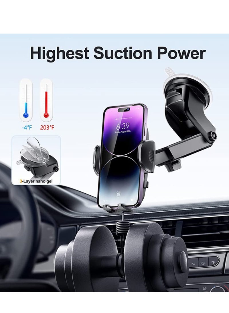 KASTWAVE Car Phone Holder, Phone Holder for Cars 4-in-1 Car Phone Holder, for Dashboard & Air Vent & Windshield, Car Phone Mount Cradle 360° Rotation, with All 4.0''-7.0'' Cell Phones - Image 3