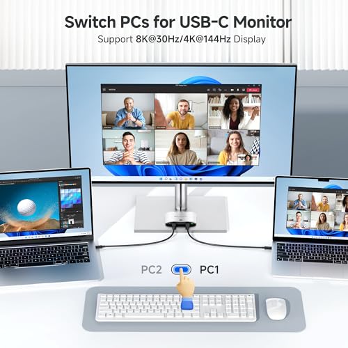 Cable Matters 20Gbps USB C Switch for 2 Computers, Supports Up to 8K@30Hz on Windows, 4K@60Hz on macOS, 140W PD, for Sharing a USB-C/Thunderbolt 4 Monitor or Dock (Not Work with Captive Cable Docks) - Image 3