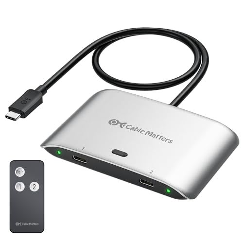 Cable Matters 20Gbps USB C Switch for 2 Computers, Supports Up to 8K@30Hz on Windows, 4K@60Hz on macOS, 140W PD, for Sharing a USB-C/Thunderbolt 4 Monitor or Dock (Not Work with Captive Cable Docks) - Image 1