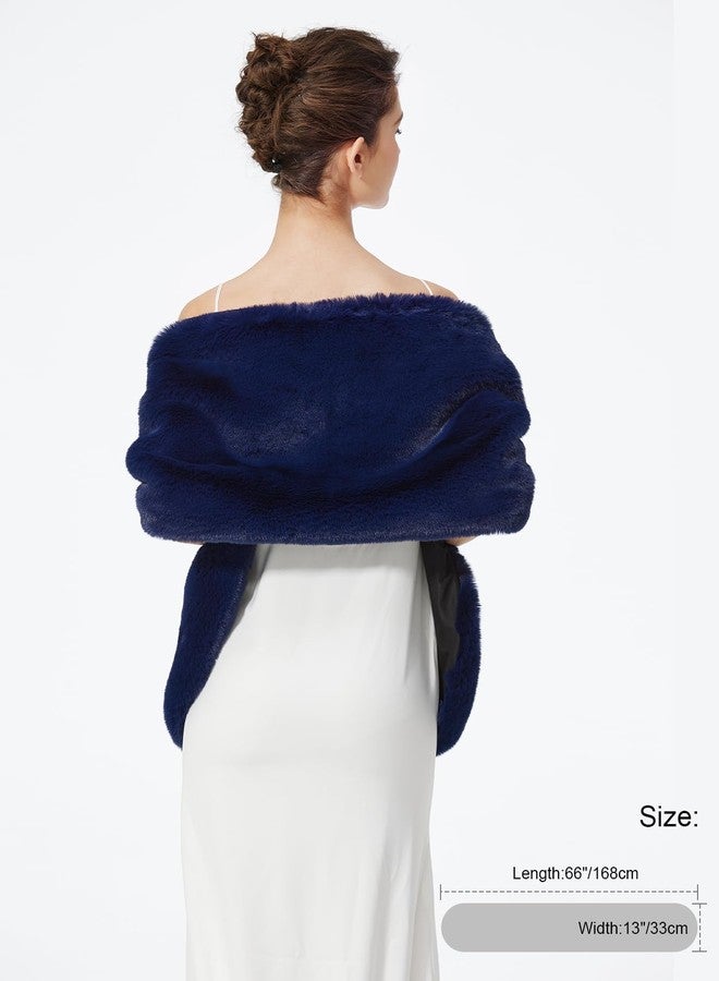 BEAUTELICATE Women's Faux Fur Shawl Winter Wedding Stoles Wrap for Bridal Evening Party - Image 3