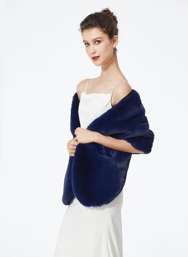 BEAUTELICATE Women's Faux Fur Shawl Winter Wedding Stoles Wrap for Bridal Evening Party - Image 2
