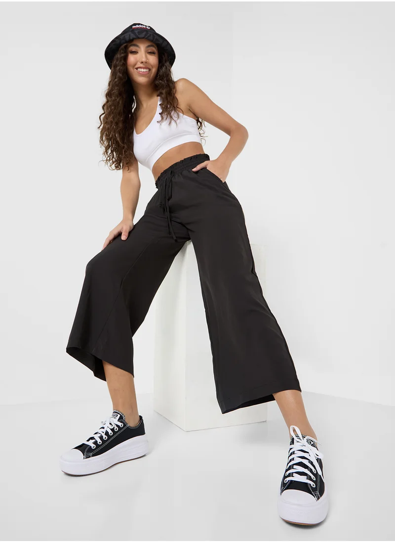 جينجر Elasticised Waist Wide Leg Casual Pants