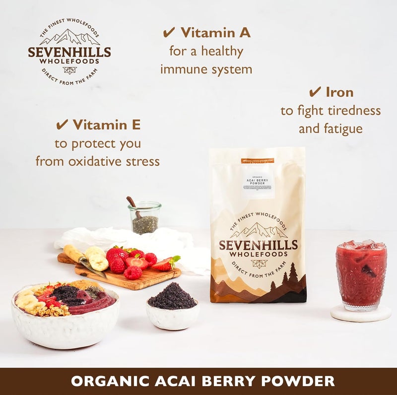 Sevenhills Wholefoods Organic Raw Acai Berry Powder FreezeDried from Brazil 100g - Image 2