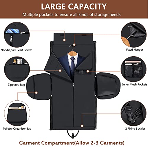 ITIEZY Garment Duffle Bag for Travel - Convertible Carry on Garments Duffel Bags Travel Bag for Men Women Large Weekender Bag with Shoes Pouch 2 in 1 Hanging Suit Bag Travel Duffel Bag - Image 3