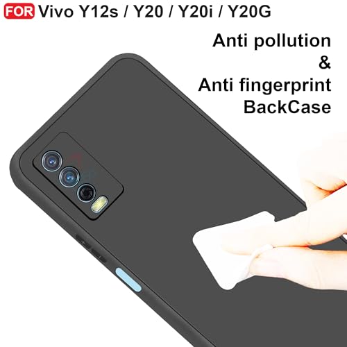 CEDO Back Cover for Vivo Y12s / Y20 / Y20i / Y20G | Camera Bump Protection & Inner Velvet Fabric Lining | Ultra Slim Matte Soft Rubberised Case Cover (Black) - Image 4