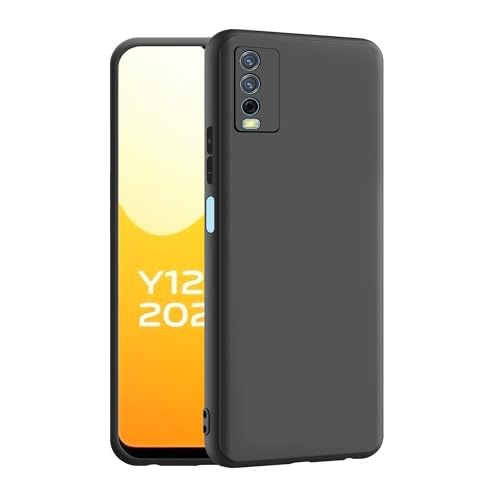 CEDO Back Cover for Vivo Y12s / Y20 / Y20i / Y20G | Camera Bump Protection & Inner Velvet Fabric Lining | Ultra Slim Matte Soft Rubberised Case Cover (Black) - Image 1