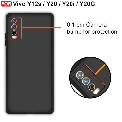 CEDO Back Cover for Vivo Y12s / Y20 / Y20i / Y20G | Camera Bump Protection & Inner Velvet Fabric Lining | Ultra Slim Matte Soft Rubberised Case Cover (Black) - Image 3