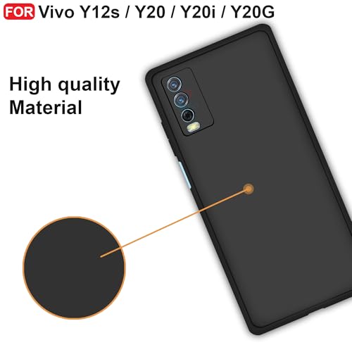 CEDO Back Cover for Vivo Y12s / Y20 / Y20i / Y20G | Camera Bump Protection & Inner Velvet Fabric Lining | Ultra Slim Matte Soft Rubberised Case Cover (Black) - Image 5
