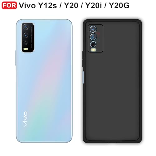 CEDO Back Cover for Vivo Y12s / Y20 / Y20i / Y20G | Camera Bump Protection & Inner Velvet Fabric Lining | Ultra Slim Matte Soft Rubberised Case Cover (Black) - Image 2