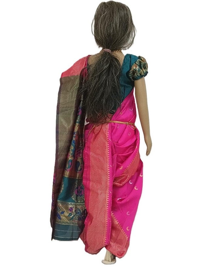 GIA GIA girls nauvaari saree (Rani Pink) with stitched blouse waist to ankle 26 inch - Image 2