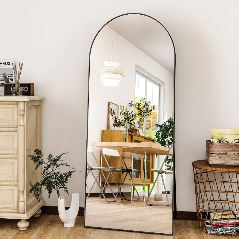 HARRITPURE 56"x21"Full Length Mirror Arch Floor Mirrors with Aluminum Alloy Frame Free-Standing Wall Mounted or Leaning Large Bedroom Dressing Mirror Modern & Contemporary Decor for Home,Black - Image 3