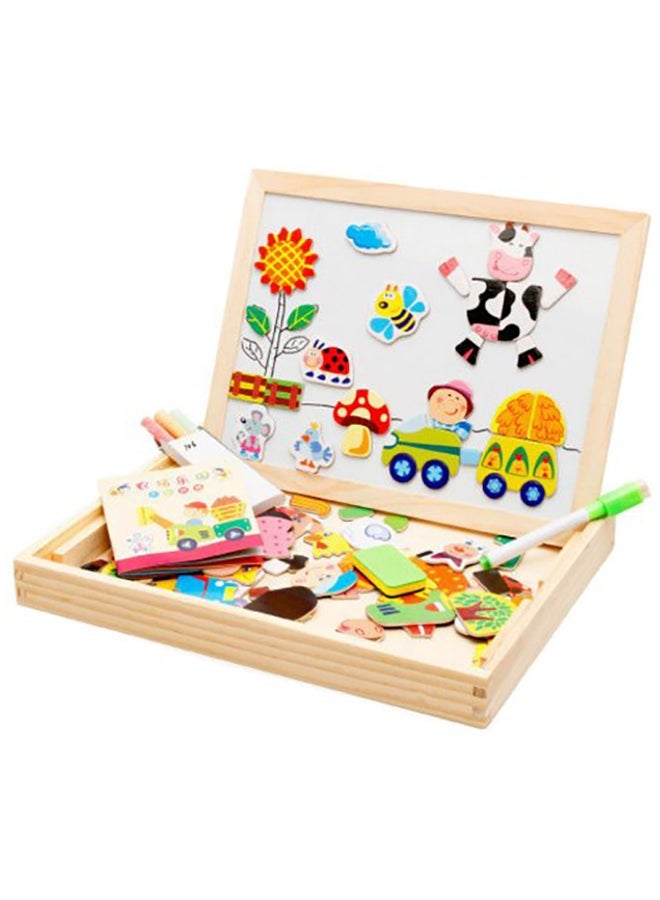 Wooden Magnetic Puzzle Figure Animals Farming Drawing Board Box Kids Educational Toy cm - Image 1