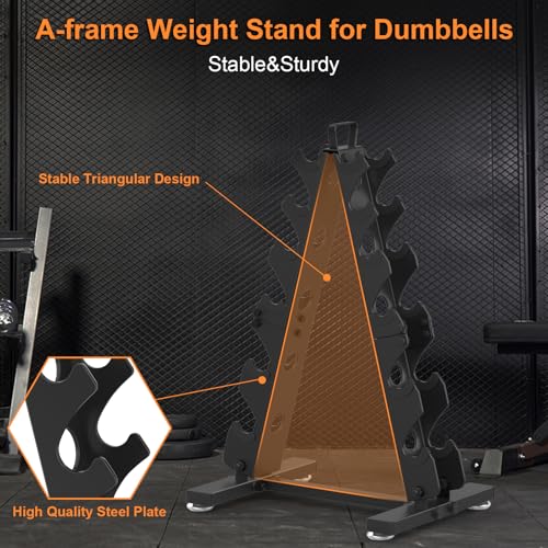 TomCare 6 Tier Dumbbell Rack Stand Only, Weight Rack for Home Gym Metal Compact A-Frame Dumbbell Stand for Dumbell Set (5-35 LB), Weight Storage Holder with Handle (Dumbells not Included) - Image 2