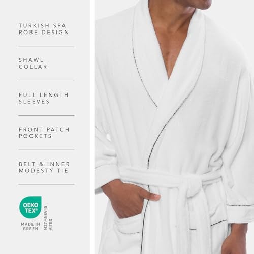 TexereSilk Men's Terry Cloth Bathrobe Robe Gift Ideas Presents for Men Dad Boyfriend Men’s 0051-LXL,Natural White - Image 4