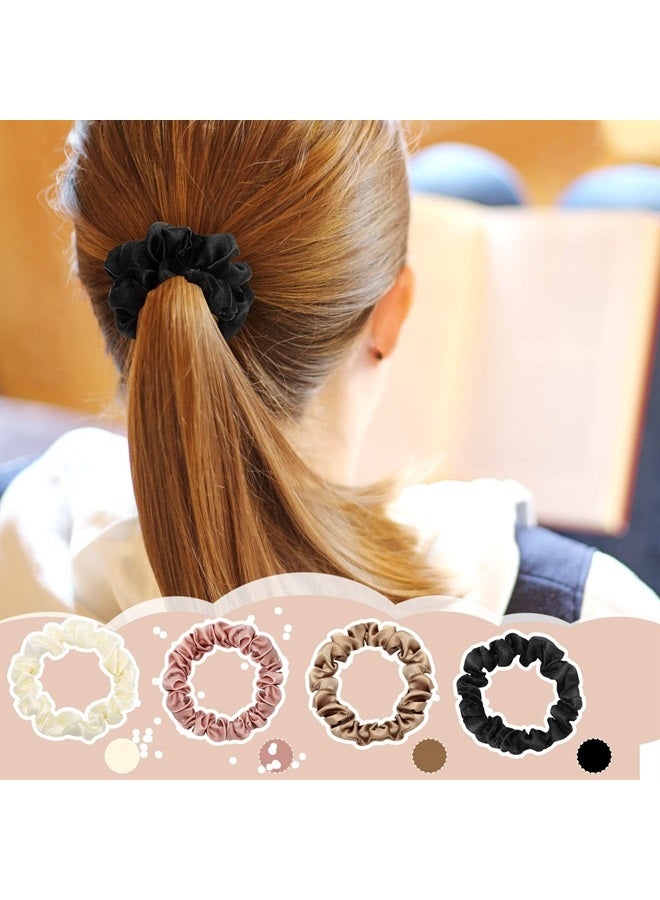 XunYee 24 Pieces Silk Hair Scrunchies Satin Hair Ties Satin Silk Elastic Hair Bands Large Satin Ponytail Holders Vintage Hair Ties Accessories for Women Girls (Classic Colors, 2.36 Inch) - Image 1