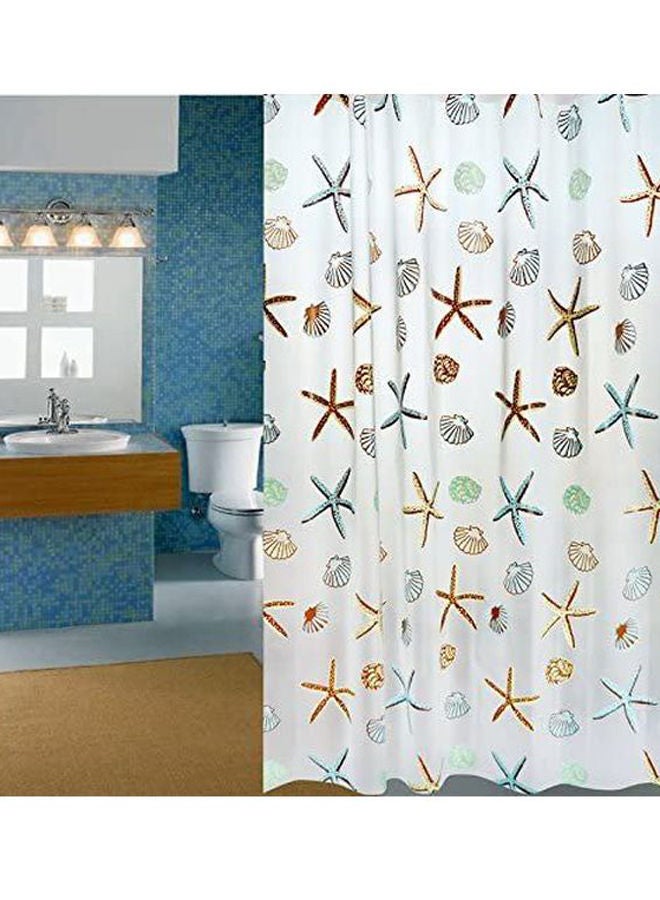 NIBEMINENT Printed Polyester Shower Curtain White/Blue/Green 180*180cm - Image 1