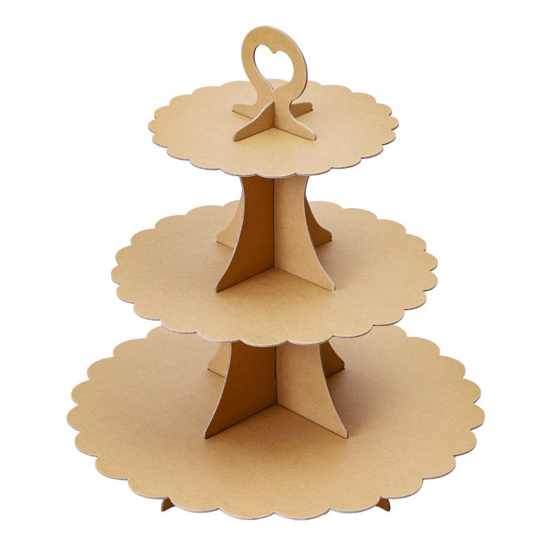 Soleebee 3-Tier Cupcake Stand, Cardboard Cupcake Tower, Dessert Cup Cake Stand Tower for Birthday Wedding Party Decoration, Cupcake Tier Stand 1 Set (Brown) - Image 1