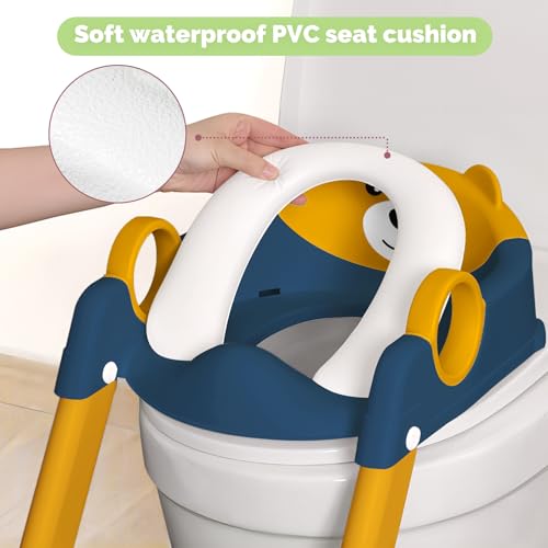 COOSEYA Toilet Seat, Potty Training Seat for Toddler, Upgraded 2-in-1 Potty Toilet Training for Boys and Girls,Waterproof Cushioned Mat with Non-slip Step Stool - Image 4