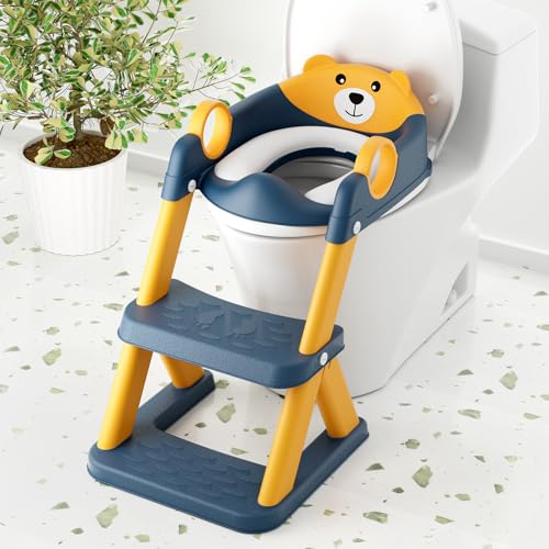 COOSEYA Toilet Seat, Potty Training Seat for Toddler, Upgraded 2-in-1 Potty Toilet Training for Boys and Girls,Waterproof Cushioned Mat with Non-slip Step Stool - Image 1