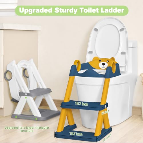 COOSEYA Toilet Seat, Potty Training Seat for Toddler, Upgraded 2-in-1 Potty Toilet Training for Boys and Girls,Waterproof Cushioned Mat with Non-slip Step Stool - Image 3