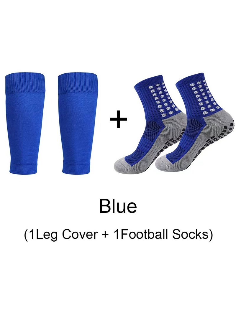 Laseta - Football leg cover and  football socks set ,US size 6.5-9.5 ,blue - Image 1