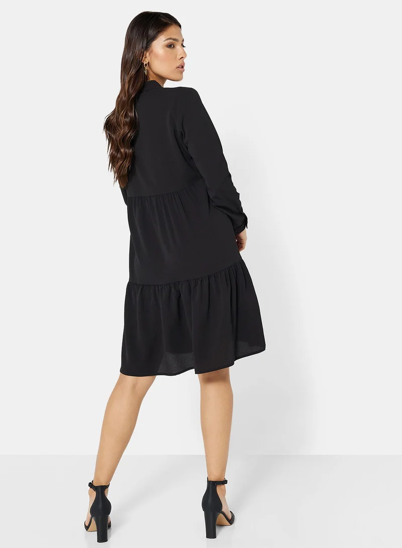 Jacqueline de Yong Tiered Long Sleeve Dress