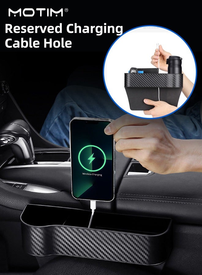 موتيم 2 قطعة منظم حشو فجوة مقعد السيارة، صندوق تخزين جانبي متعدد الوظائف في صندوق تخزين مقعد السيارة لحمل الأكواب والهاتف والمفاتيح والمحفظة والنظارات الشمسية - Image 2