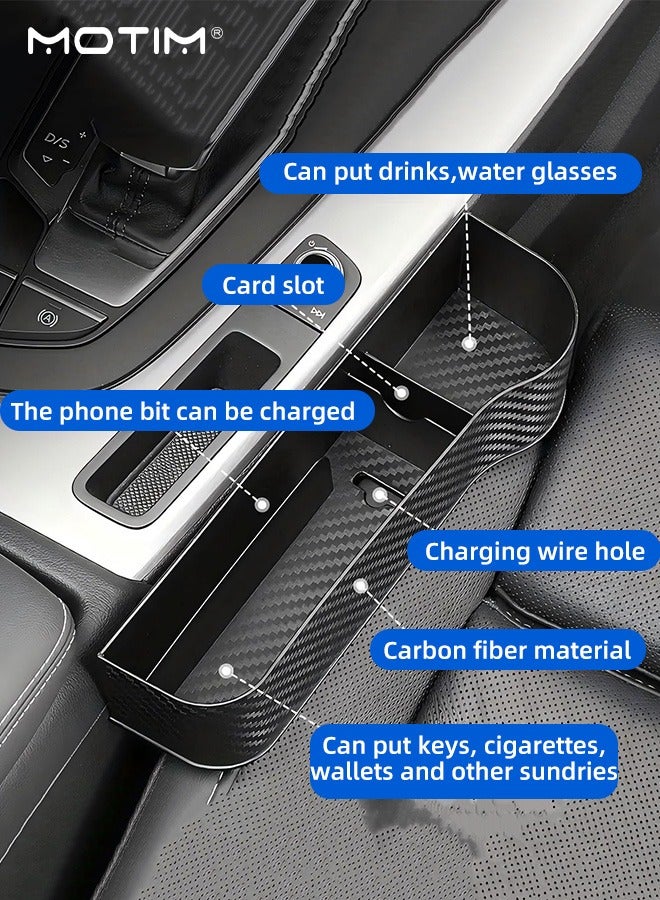 موتيم 2 قطعة منظم حشو فجوة مقعد السيارة، صندوق تخزين جانبي متعدد الوظائف في صندوق تخزين مقعد السيارة لحمل الأكواب والهاتف والمفاتيح والمحفظة والنظارات الشمسية - Image 3
