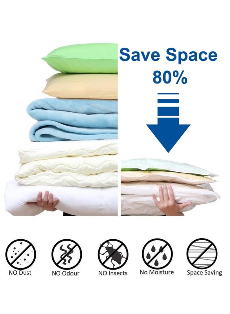 زيفانا 7 قطع أكياس تخزين مفرغة من الهواء مع مضخة يدوية، أكياس ضغط موفرة للمساحة للملابس والفراش والألحفة والوسائد والسفر، 60 × 80 سم - Image 2