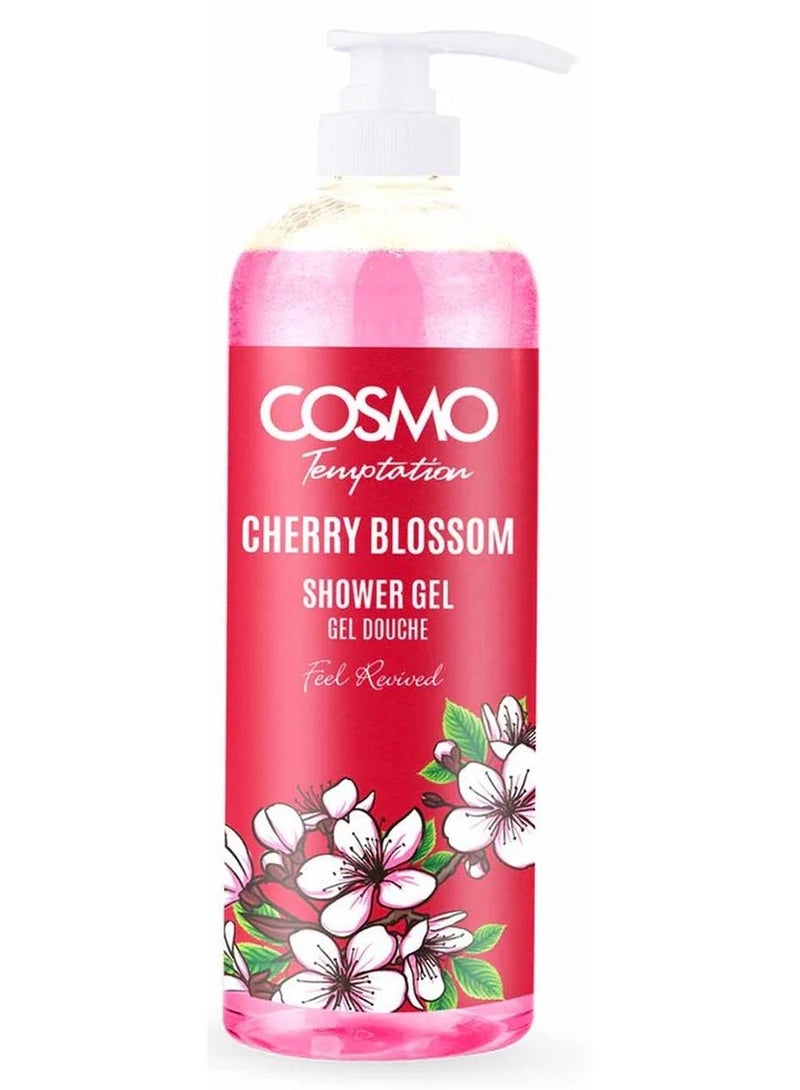 Cosmo Temptation Cherry Blossom Shower Gel 1000ml for Men and Women - Image 1