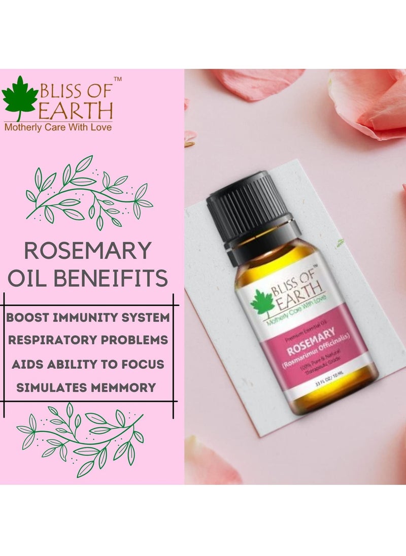 BLISS OF EARTH ROSEMARY Essential Oil 100% Pure & Natural therapeutic Grade ideal for Aromatherapy 10ml  - Image 3