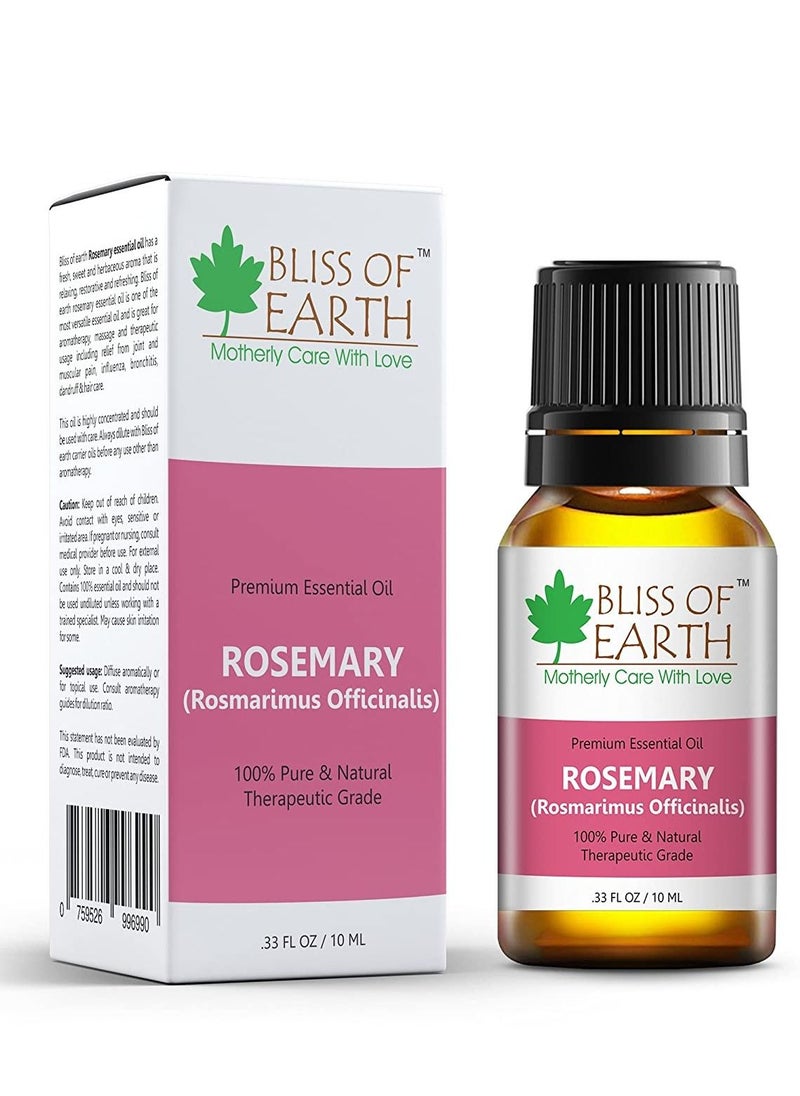 BLISS OF EARTH ROSEMARY Essential Oil 100% Pure & Natural therapeutic Grade ideal for Aromatherapy 10ml  - Image 1