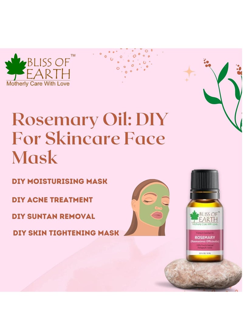 BLISS OF EARTH ROSEMARY Essential Oil 100% Pure & Natural therapeutic Grade ideal for Aromatherapy 10ml  - Image 2