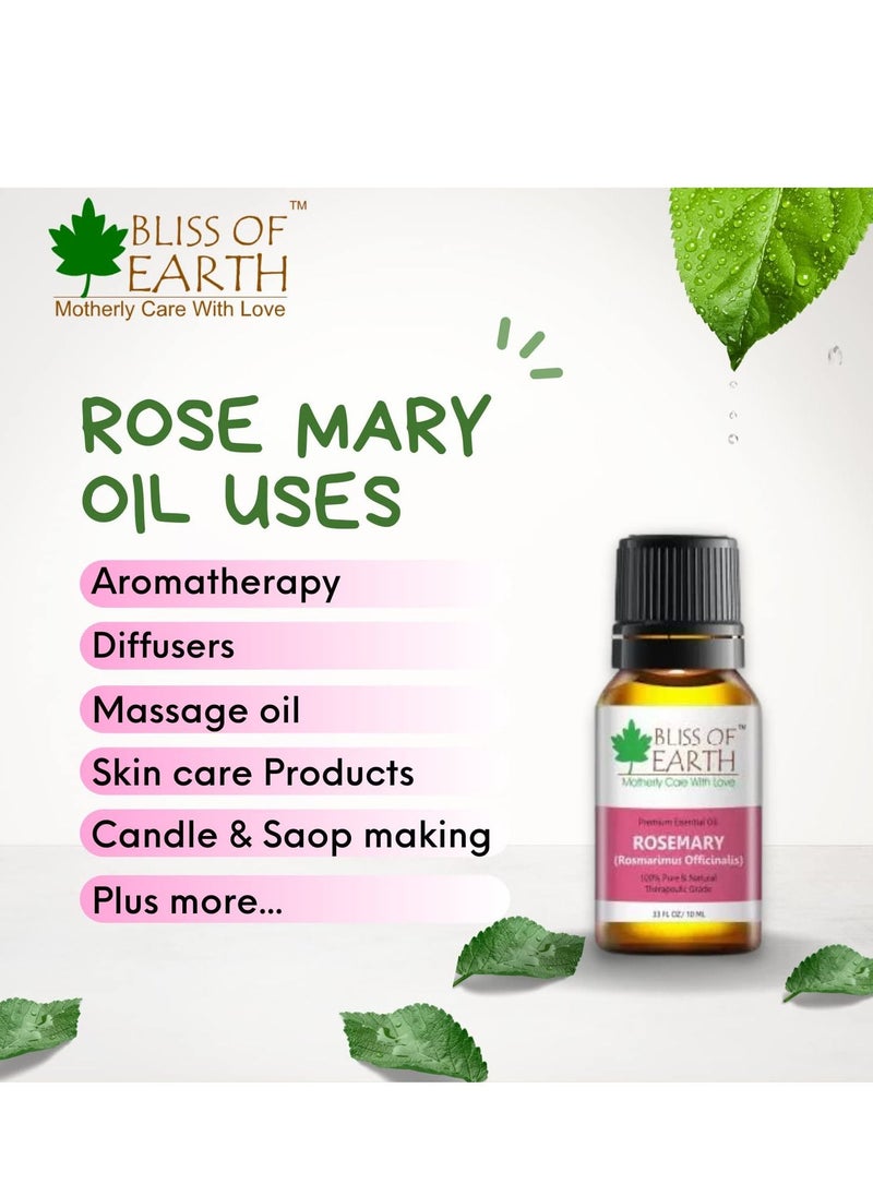 BLISS OF EARTH ROSEMARY Essential Oil 100% Pure & Natural therapeutic Grade ideal for Aromatherapy 10ml  - Image 5