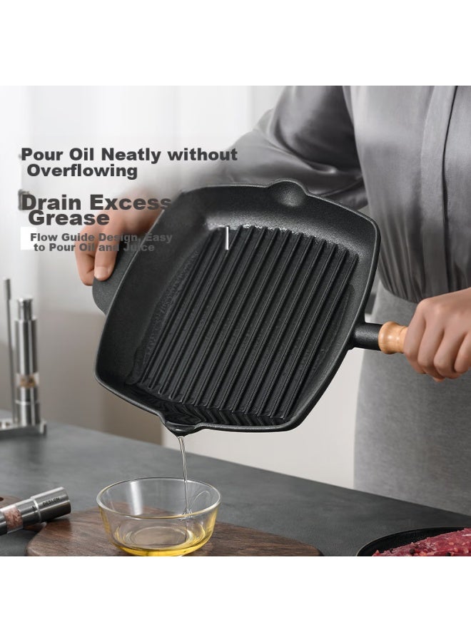 Deslon Cast Iron Steak Pan, Non-coated Non-stick, Flat Bottom For Home Use, Grilling, Eggs, Burgers, Western Cuisine Special Pan - Image 3