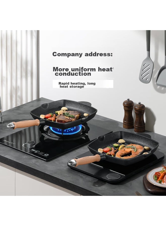 Deslon Cast Iron Steak Pan, Non-coated Non-stick, Flat Bottom For Home Use, Grilling, Eggs, Burgers, Western Cuisine Special Pan - Image 2