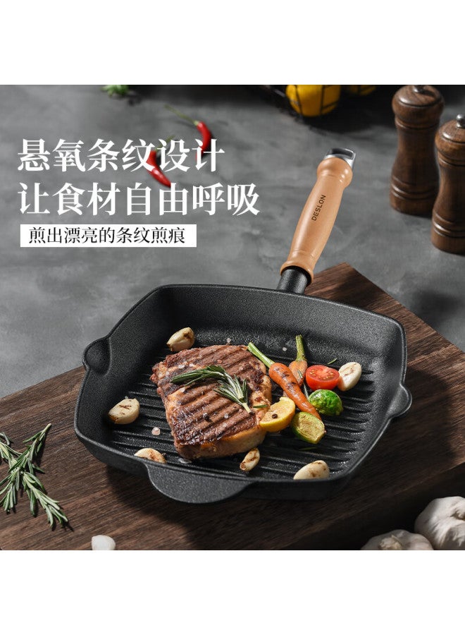 Deslon Cast Iron Steak Pan, Non-coated Non-stick, Flat Bottom For Home Use, Grilling, Eggs, Burgers, Western Cuisine Special Pan - Image 4