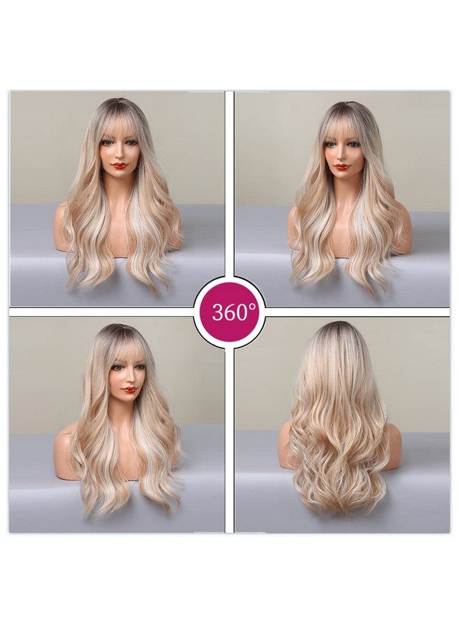 Esmee 24 Inches Long Ombre Blonde Wigs With Dark Roots For Women Synthetic Hair Wig For Daily Party Cosplay Wear - Image 5